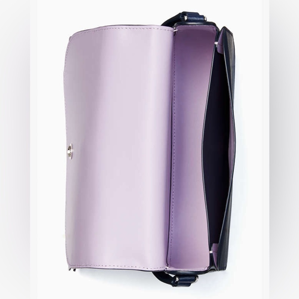 Kate Spade Zibbi Medium Flap Shoulder + Crossbody Bag Navy Blue & Purple Owl - Picture 9 of 9